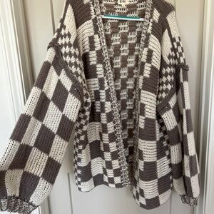 BiBi Brown and Cream Patterned Cardigan